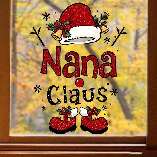 Съемные статические наклейки Nana Claus Наклейка на окно, Рождественская наклейка-прилипайка, Новогодние наклейки из ПВХ для дома, магазина, стеклянных дверей
