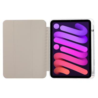 Для iPad мини (2024)/мини (2021) Чехол Текстура Углеродного Волокна Кожа+Прозрачный Акрил+Подставка из ТПУ Чехол для Планшета