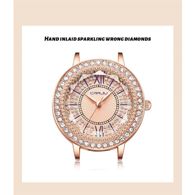 CRRJU Новые женские часы со стальным ремешком и бриллиантами, модные деловые часы