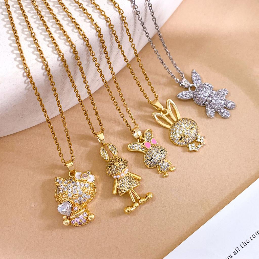 Necklace cartoon cute rabbit zircon necklace accessories women's simple small fresh design sense fashion versatile collarbone chain