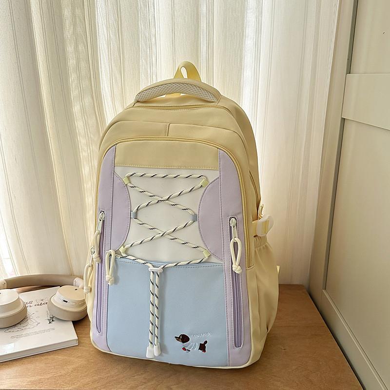 Cute Sausage Dog Print And Strap Design Student Backpack With Plush Pendant For Teens