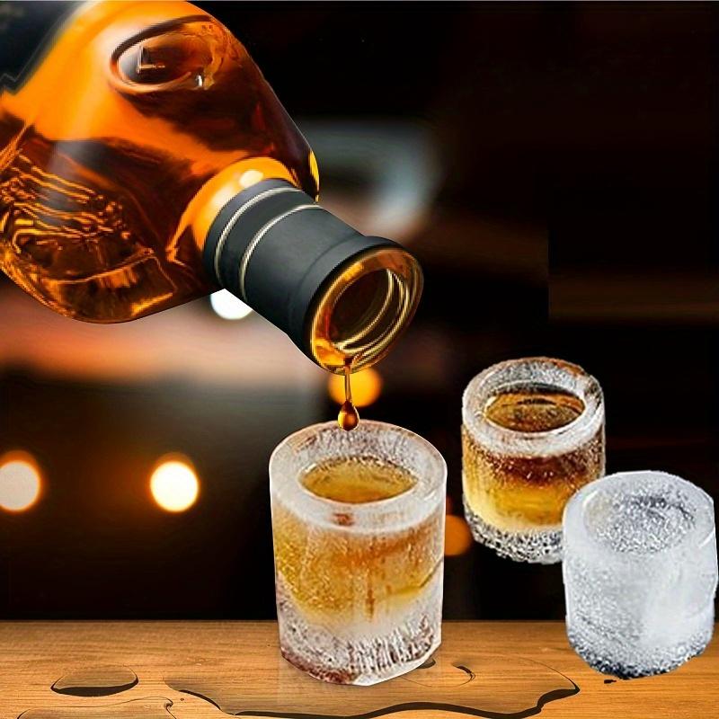 1pc Silicone Shot Glass Ice Molds, Ice Cube Trays For Freezer With 4 Cavities, Ice Shot Glass Mold Reusable Whiskey Glass Ice Cubes