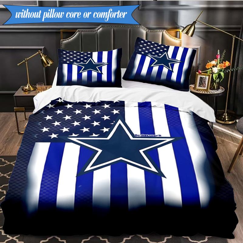 Dallas Cowboys 3pcs Bedding,Including 1pc Duvet Cover And 2pcs Pillowcases Perfect for Christmas,Ideal for Bedroom, Dormitory