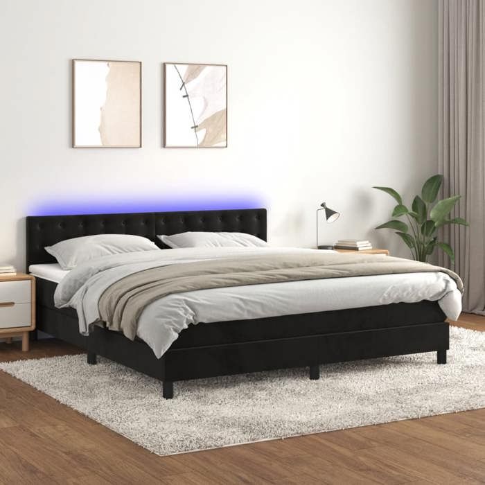 Maison Exclusive - Sommier à lattes de lit avec matelas et LED Noir 180x200 cm