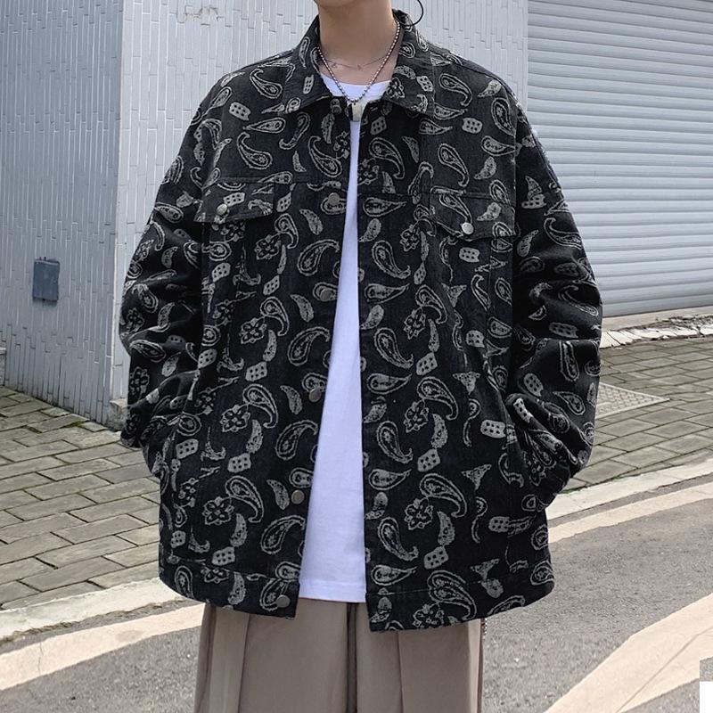 Мужская джинсовая куртка с капюшоном в ретро-гонконгском стиле, повседневный свободный крой на весну/осень, модная рабочая одежда.