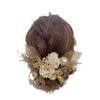 Dried Flower Head White and Tamakanzashi Hair Japanese Hair Graduation Hakama Dress, Gold, Ornament, Clothing, Accessory, Coming-of-Age Ceremony,
