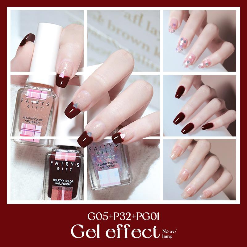 Лак для ногтей Не требует выпекания Стойкий Не отслаивающийся Быстросохнущий Телесного цвета Блестки Лак для ногтей