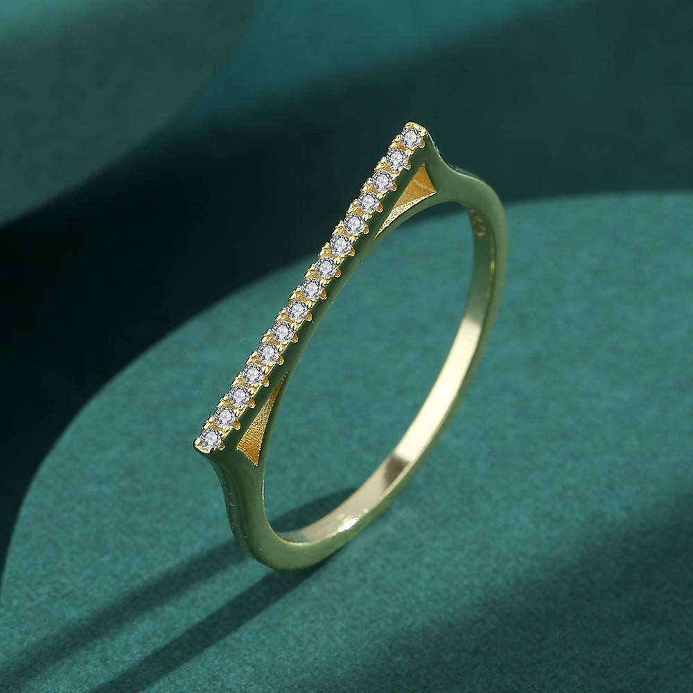 Creative Geometric 18K Gold Ring for Women Triangle Genuine S925 Silver Engagement Wedding Gift Jewelry for Women