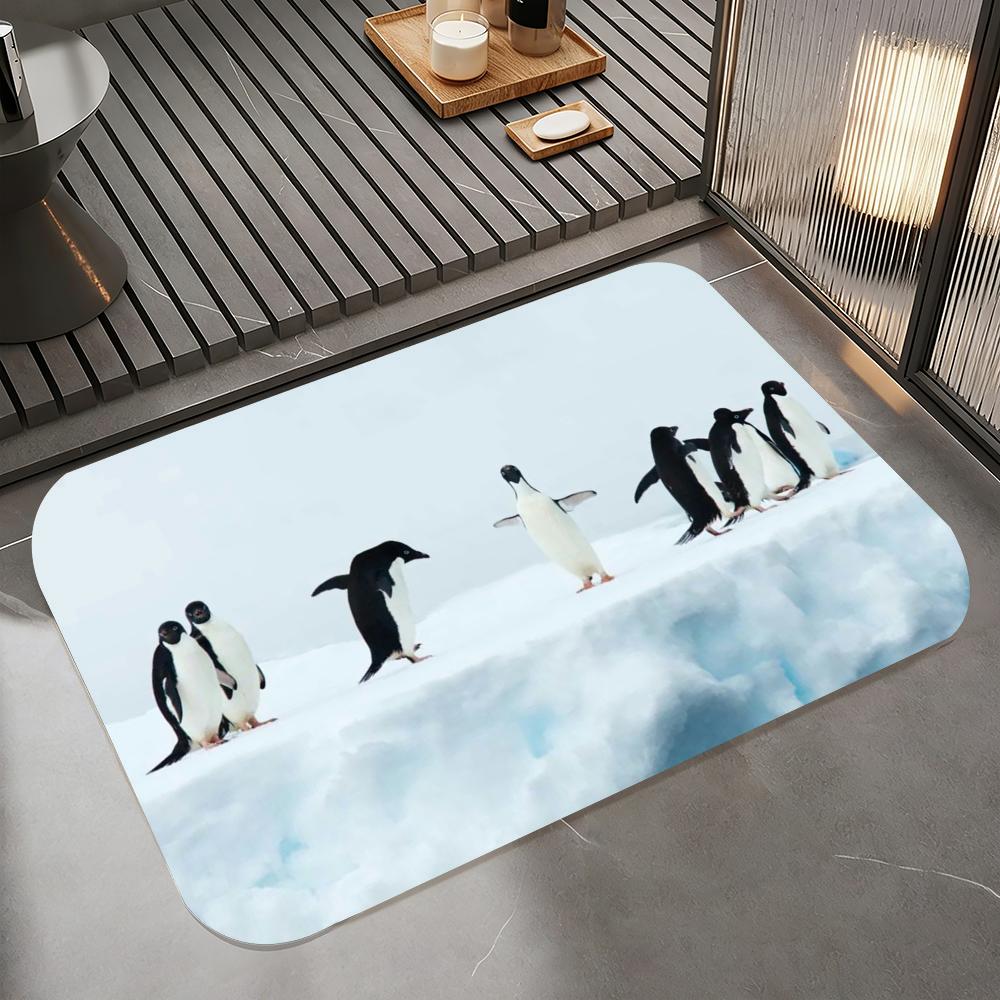 Anime P-penguin Floor Mat Diatomite Bath Mat, Quick Dry Absorbent Non-Slip Door Mat