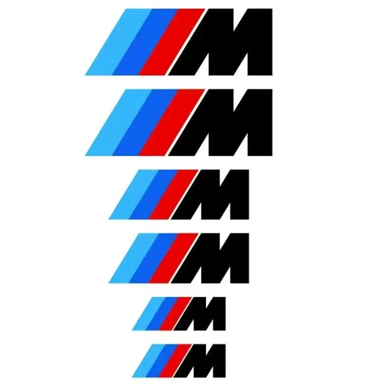 6 шт. для наклейки на суппорт BMW M, высокотемпературная наклейка для модификации тормозов BMW, наклейка на автомобиль BMW M с тремя полосками. Стекло окна. AA4