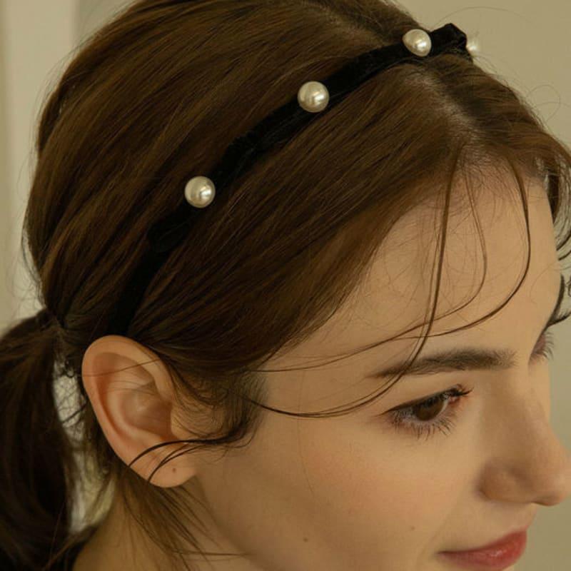 GETMEBLING Черная жемчужная повязка для волос