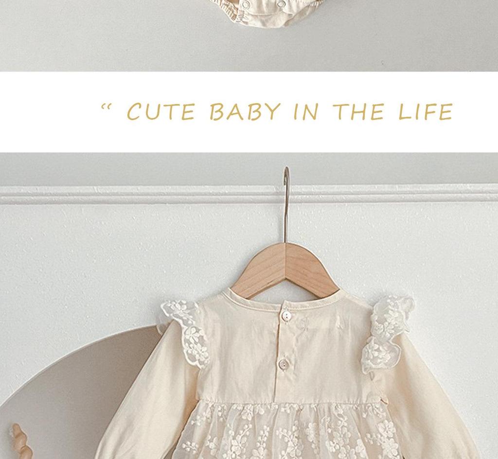 Весенний корейский кружевной комбинезон с длинными рукавами для девочки