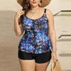 Women's Two Piece Swimdress Tankini Set 2024 Sexy Swimwear Large Size Bikini Monokini Set Summer Swimsuit Beachwear Floral Print