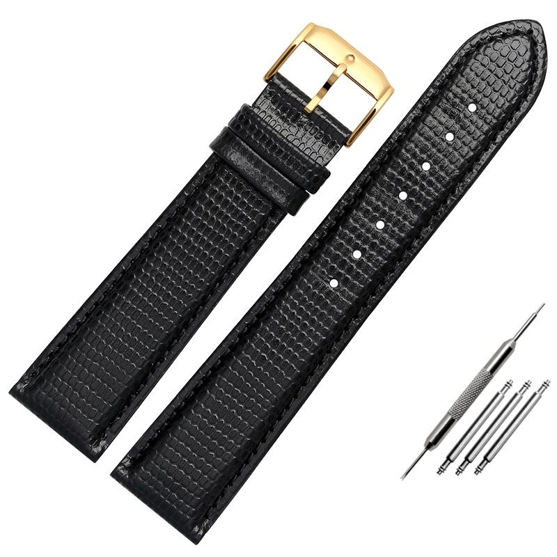 15mm 21mm Black lizard pattern genuine lea/ther watchband for Movado 0607194 606088 watch strap Simple stylish wristwatches band