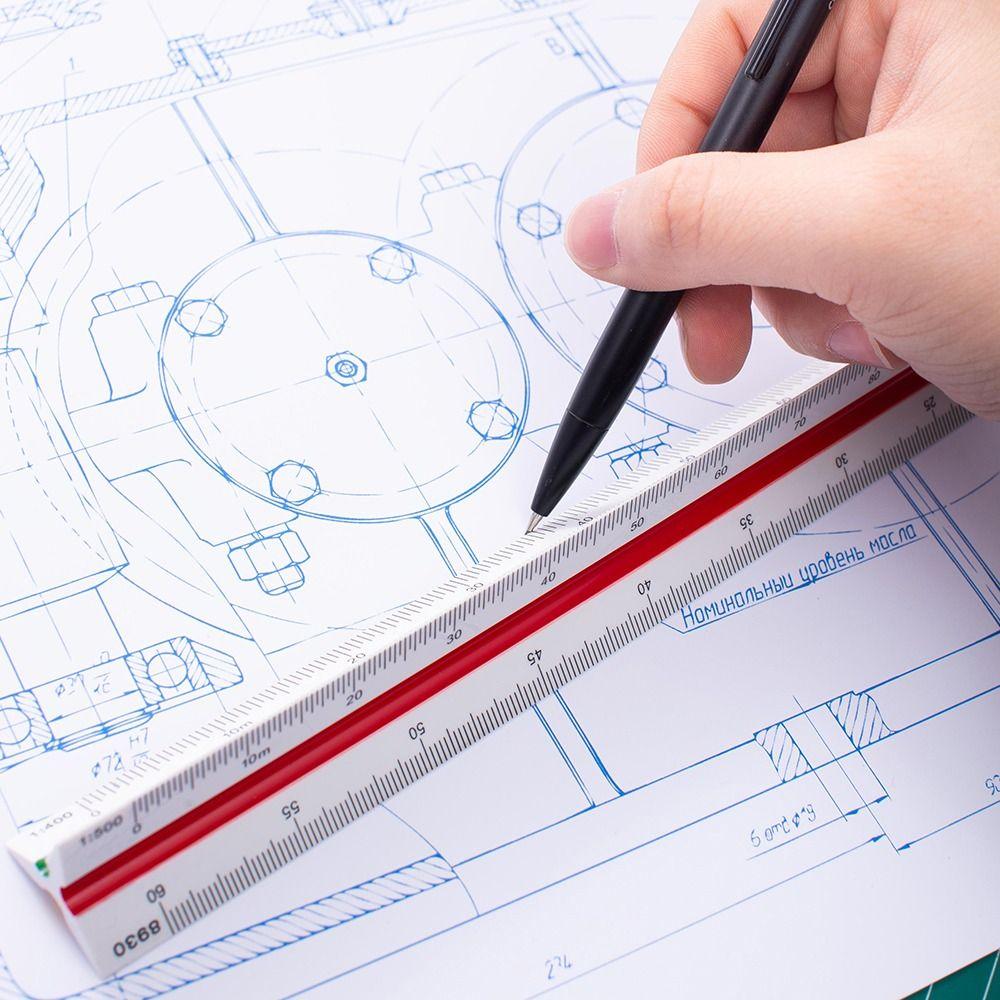 Student Design Ruler Stationery Architect Engineer Scale Ruler Triangular Ruler Technical Ruler