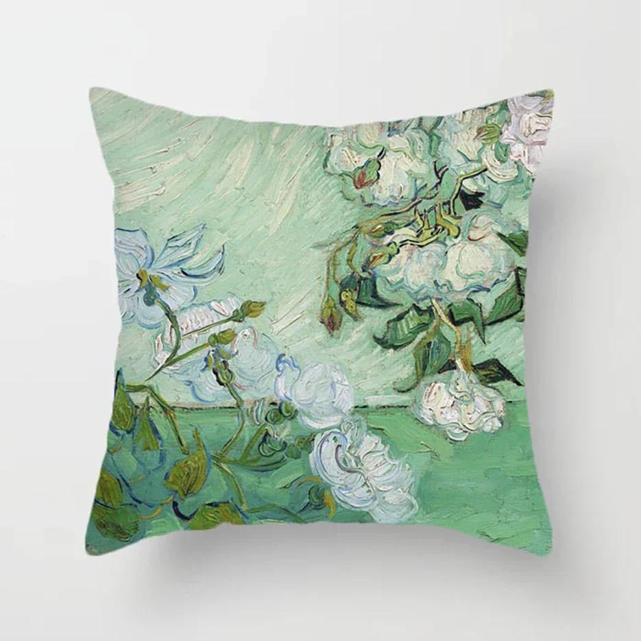 Van Gogh Painting Pillow Case Home Decor Linen Cushion Cover for Sofa Aesthetic Pillow Cover Star Night Sunflower Self-portrait