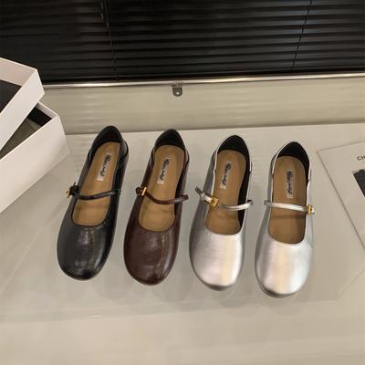 Французские туфли-лодочки из матового серебристого материала женские туфли 2025 весна и осень балетки вечерние туфли черные туфли для работы