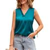 Летняя женская повседневная рубашка без рукавов из полиэстера с V-образным вырезом, блузки и рубашки