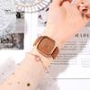 Square Quartz Watch Simple Elegant Adjustable Men Lady Minimalistic Design Anti-rust Faux Leather Quartz Watch