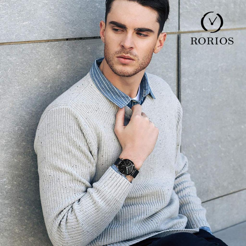 RORIOS Watch Quartz Watch Waterproof Luminous Watch Stainless Steel Mesh Band Watch Metal Men Watch Analog Quartz Watch Date Display Commuting Dating