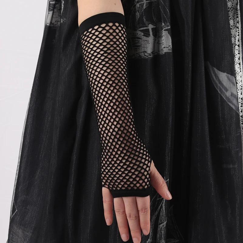 New Black Fishing Net Fingerless Gothic Gloves Arm Cuffs Party Dress Role Playing Ninja Creative Fashion Etiquette Nightclub
