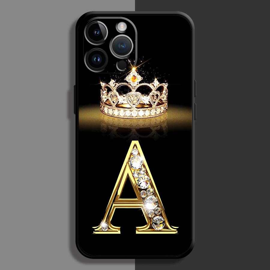 Чехол для телефона Diamond Crown Letter Capa для iPhone 16 15 14 13 12 11 Plus 16 15 14 13 12 11 Pro Max 13 12 Mini XS Max 7 8 16e