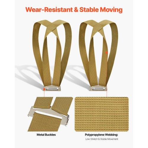 VEVOR Moving Straps, Supports up to 453.6 kg, 2-Person Lifting and Moving System with 2 Harness Straps & 1 Load-bearing Strap
