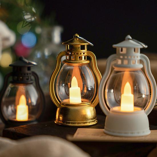 LED Candle Retro Style Hanging Hook Design Glare Free Energy-saving Wide Application Decorative Plastic Romantic Mini Desktop LED Lantern Party