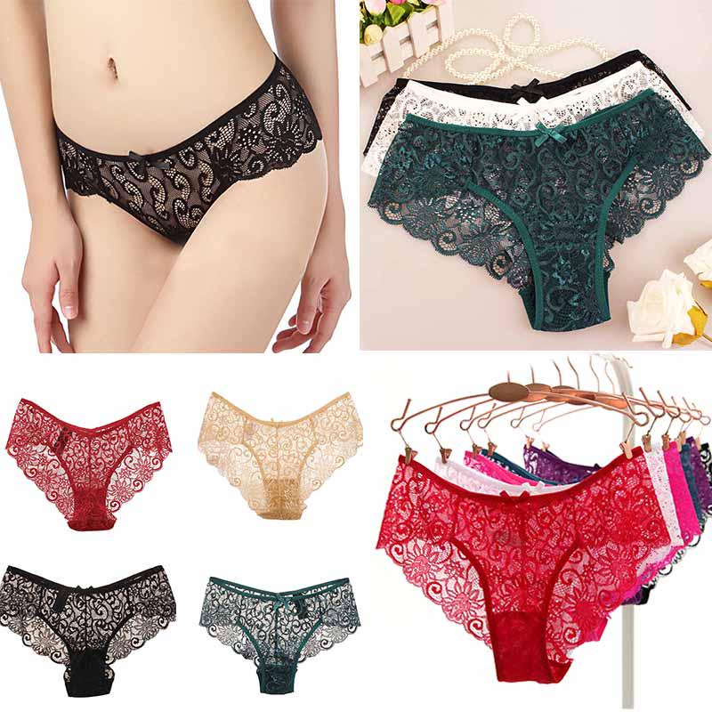 Сексуальное модное женское мягкое треугольное нижнее белье с кружевом средней талии Brife Transparent