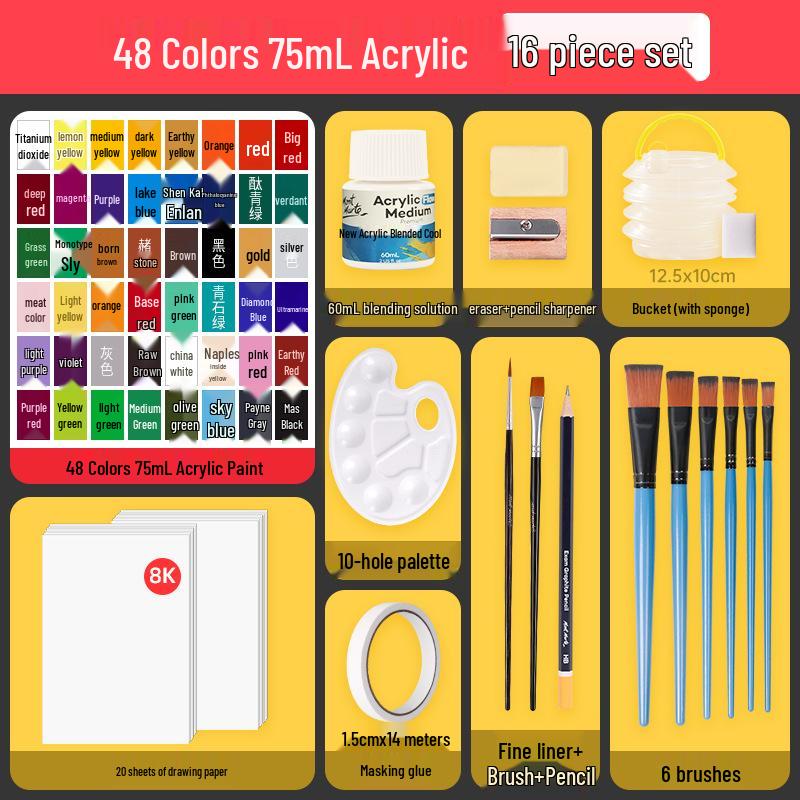 Montmartre 75ml Waterproof Non-Fading Acrylic Paint Set: Perfect for Children’s Textiles and Art Projects, Sunscreen Formula