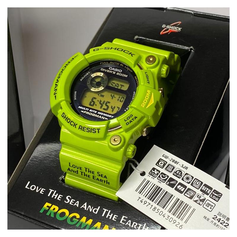 Casio Серия G-SHOCK серия FROGMAN водонепроницаемость 200 метров кварцевый механизм ремешок из смолы японские и корейские часы мужские часы черный циферблат GW-200F-3JR
