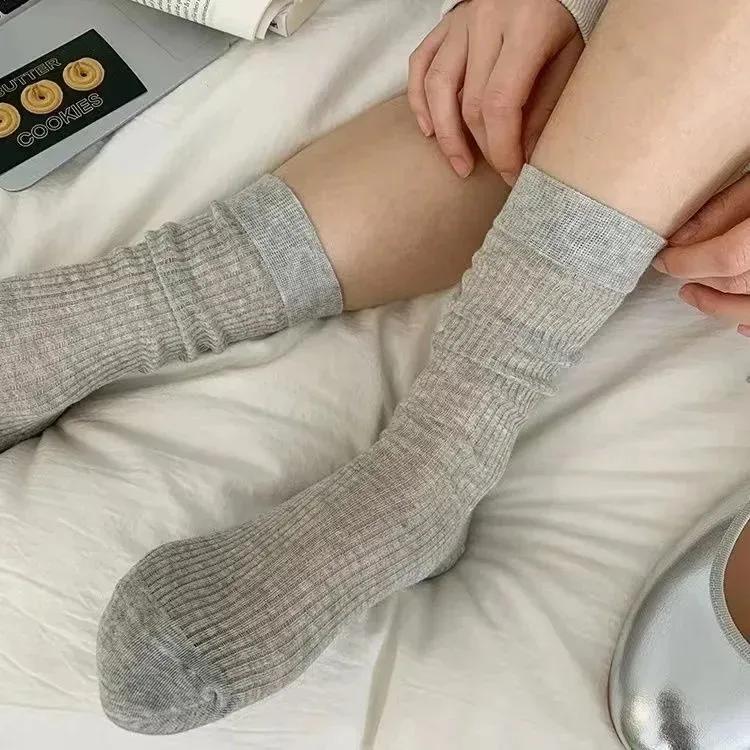 Сексуальные черные, белые однотонные длинные носки, женские гольфы выше колена, теплые гольфы в стиле Лолиты для девочек