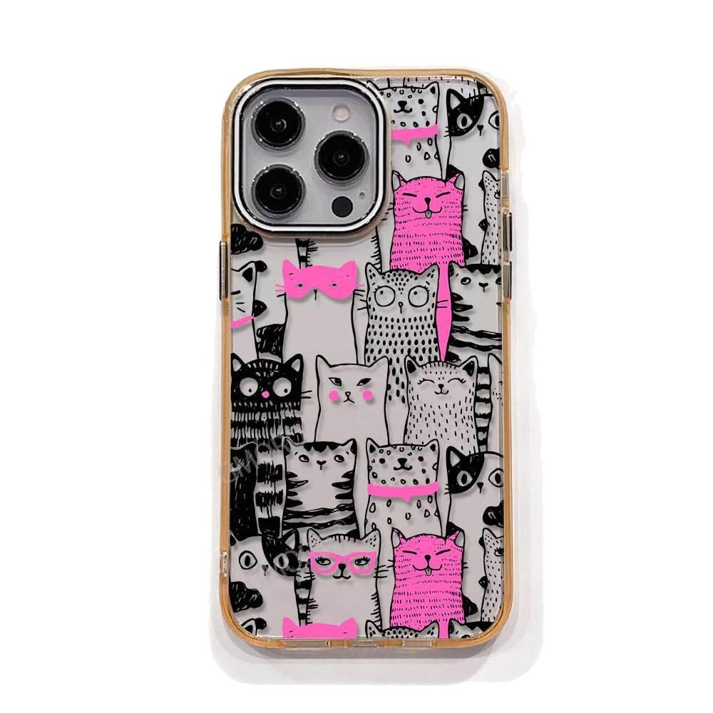 Крутая палочная фигурка кота painting iPhone17AIR прозрачный чехол для мобильного телефона Apple 15Pro смешной 16 не сталкивается