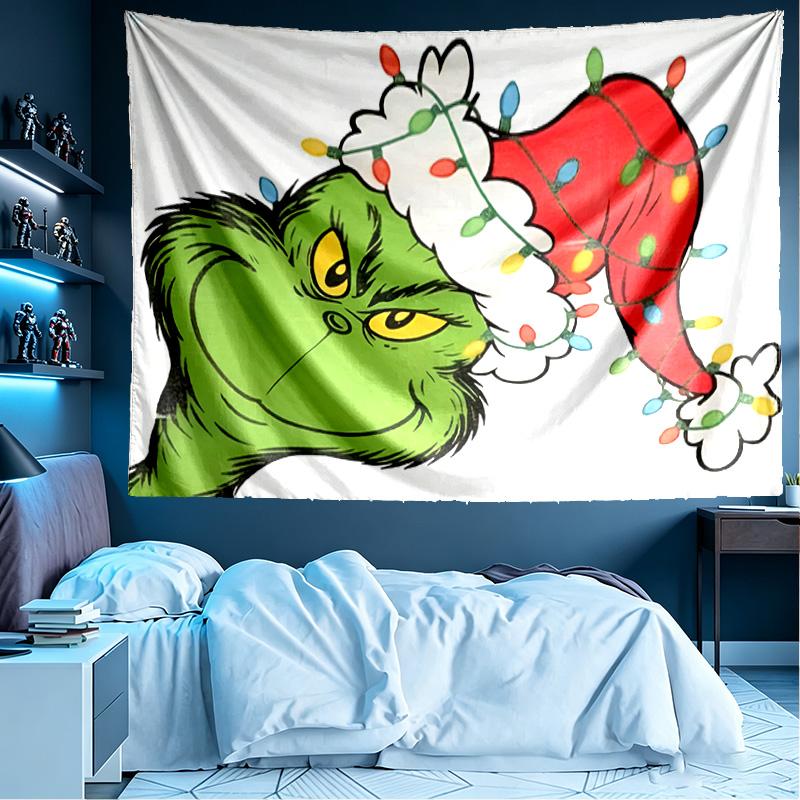 The Grinch Print Tapestry, Lightweight Wall Hanging, for Bedroom, Dorm, Living Room, Home Art Decor, Birthday Christmas Gift for Friends