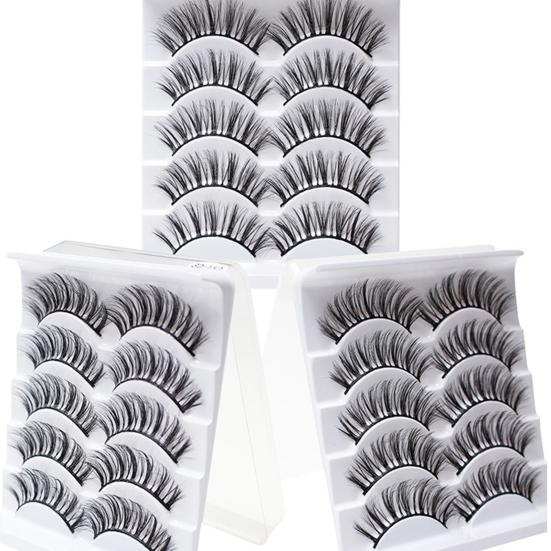 5 Pairs False Eyelashes All-match Natural Long 3D Mink Lashes Curling Fake Eye Lashes Makeup Tool for Party