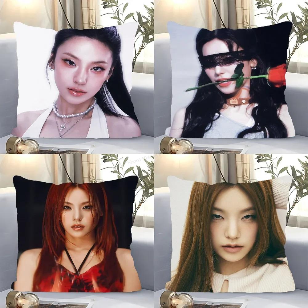 Korean Female Singer Hwang Yeji Pillow Case Square Pillow Bedroom Sofa Leisure Comfort Cushion Living Room Home Decoration 40X40