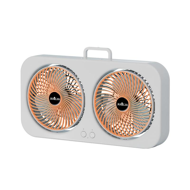 Double Head USB Fan Portable Desktop Fan, 360° Rotatable Blades, Adjustable Hanging and Standing Modes, 3-Speed Control,Rechargeable Personal Mini Fan