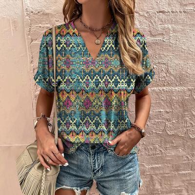 Летняя ретро женская футболка уличная мода V-образный вырез короткий рукав свободный размер повседневная женская одежда уличная съемка стиль Харадзюку