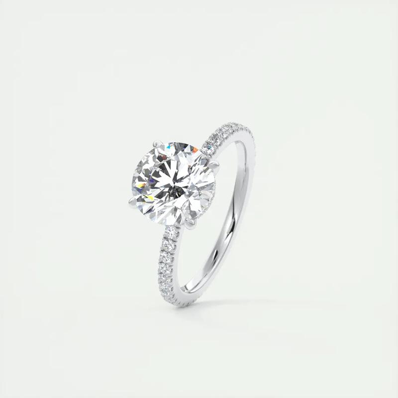 Classic 925 Sliver Engagement Wedding Promise Ring 8mm 2 Carat Round D-E Moissanite Finger Rings for Women Fine Jewelry