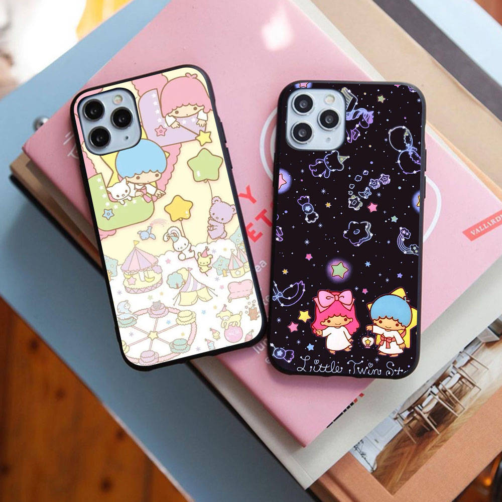 Чехол для iPhone 16 15 Plus 14 13 12 11 Pro 8 7 6S 6 SE 5S X XR XS Max Realme C30 C33 C31 9I Black Sofe Cover LI16 Little Twin Stars