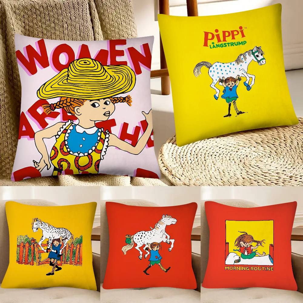 Pippi Longstocking Pillow Case Fashion Square Pillowcase Bedroom Sofa Room Ins Decoration Leisure