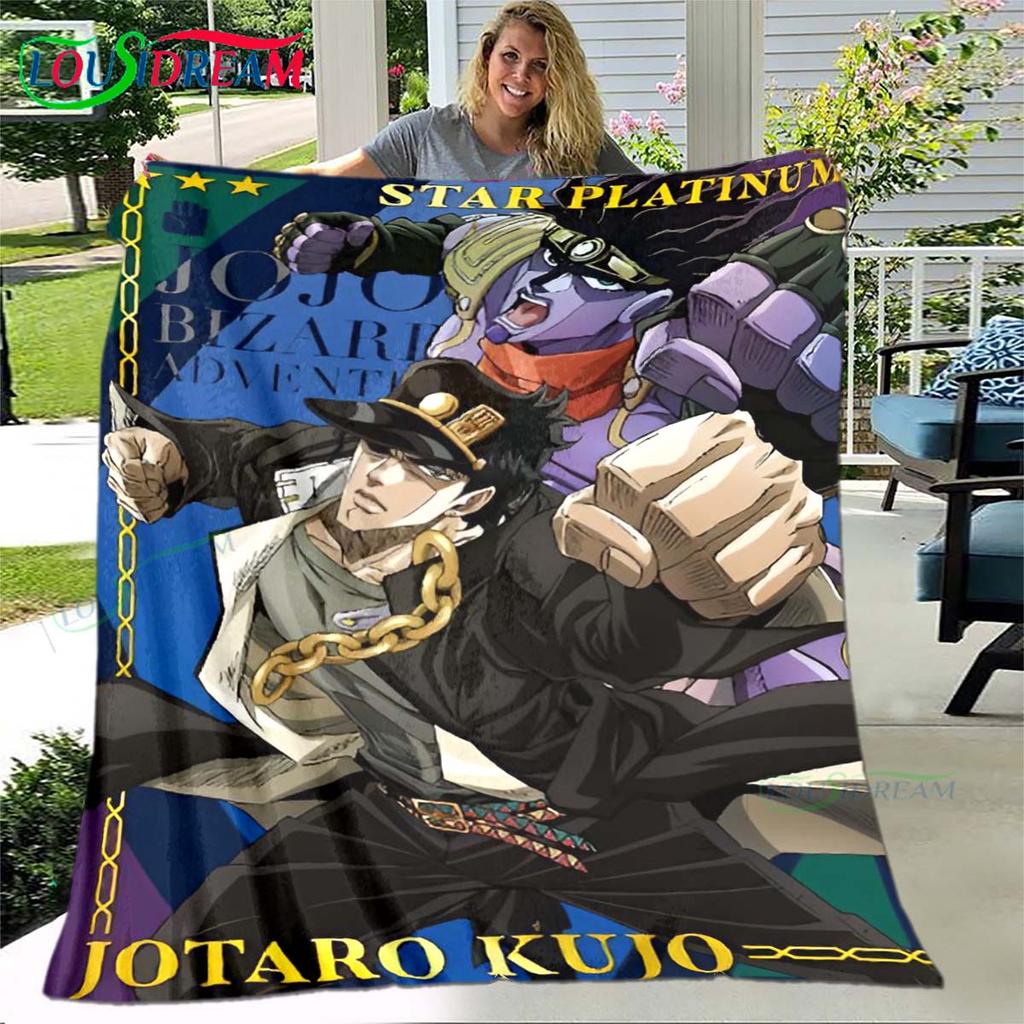 Мультяшный плед J-JoJo's Bizarre Adventure, Фланелевый плед для кровати, дивана, пикника, офиса, похода, отдыха, для сна, подарок на день рождения