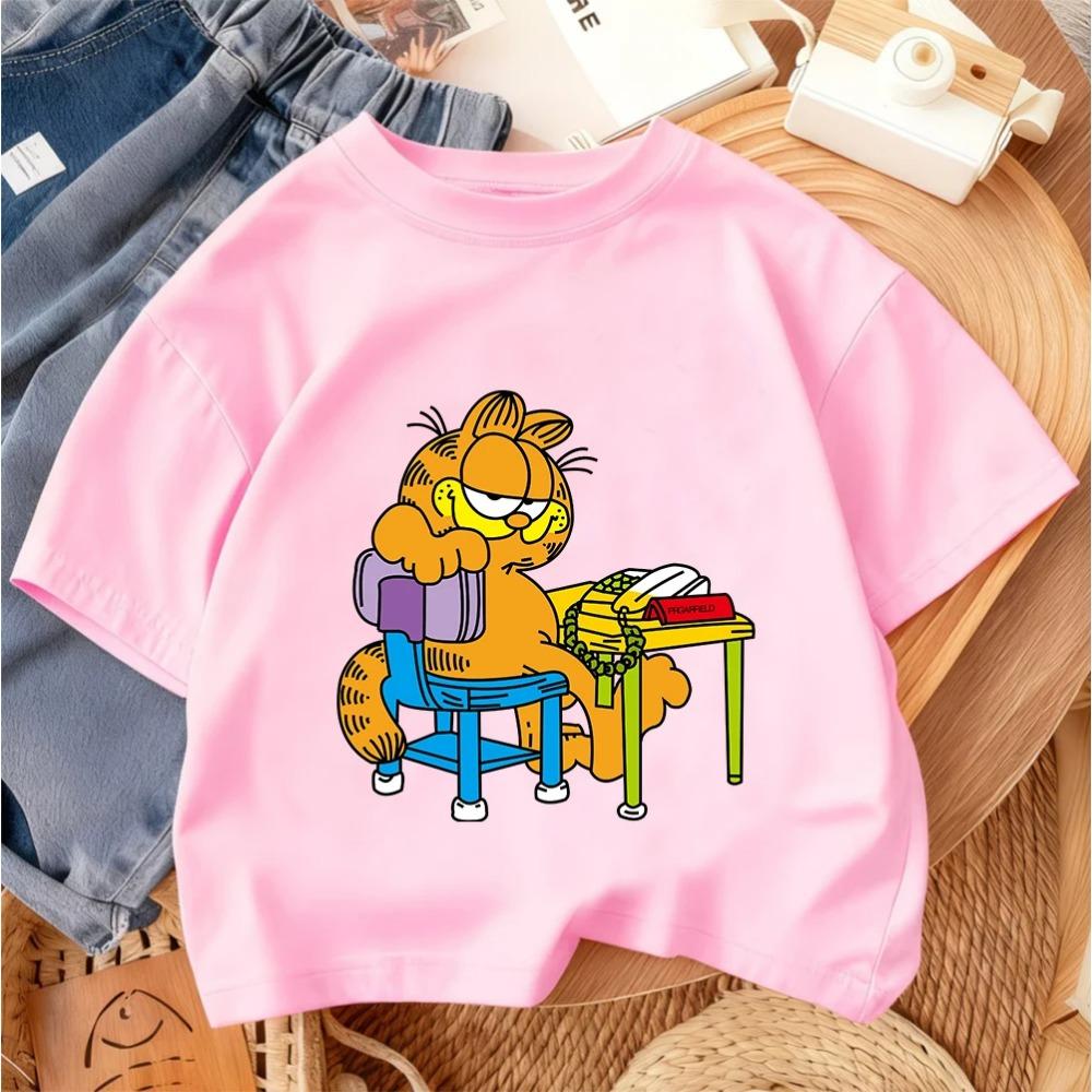 Cute Kids Fashion T Shirt Garfield Popular Cartoon For Boys Girls Summer Street Casual Outfit