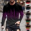 Men's Spring Ink Print Long Sleeve T-Shirt Men's Loose Casual Fashion Long Sleeve T-Shirt