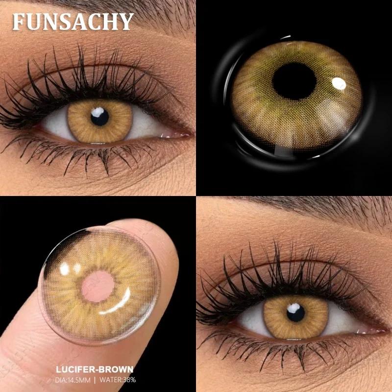 FUNSACHY 1 Pair New Color Contact Lenses for Eyes Beautiful Pupil Fashion Gray Brown Soft Lenses Yearly Cosmetics Korean Lens