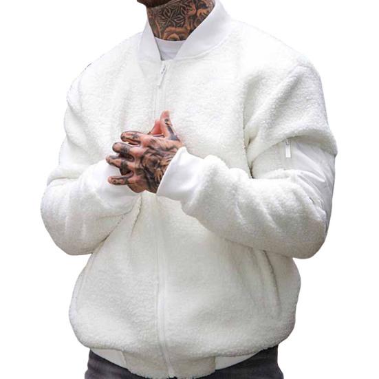 Мужская флисовая куртка с длинным рукавом, повседневное пальто на молнии с карманами