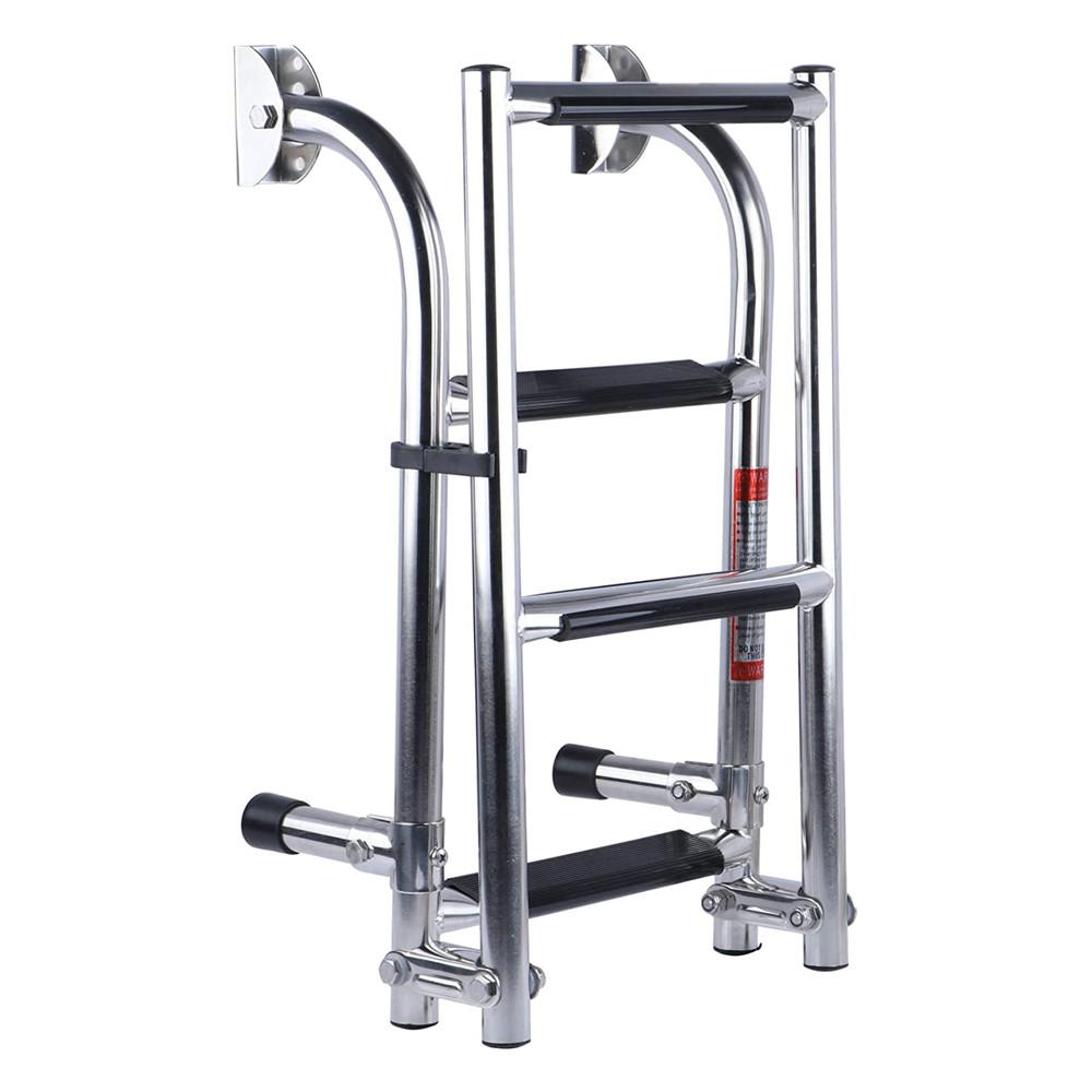 Boat Accessories Marine 4 Step Folding Ladder Boat Marine Stainless Steel Pontoon Ladder Polished 2+2 Step