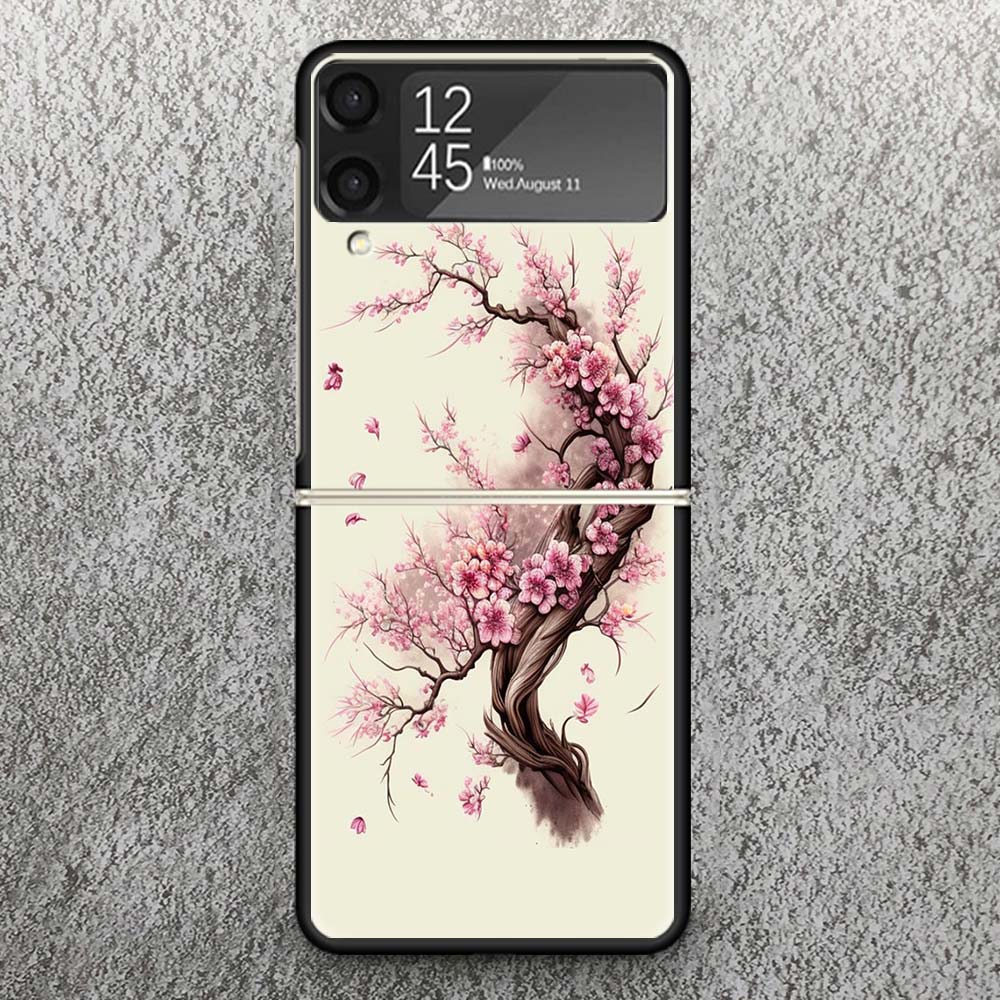 Чехол с принтом вишневого дерева для телефона Samsung Galaxy Z Flip 3 4 5 6 7 5G Чехол-книжка Flip7 Flip6 Flip5 Flip4 Flip3 Чехол с узором Ga