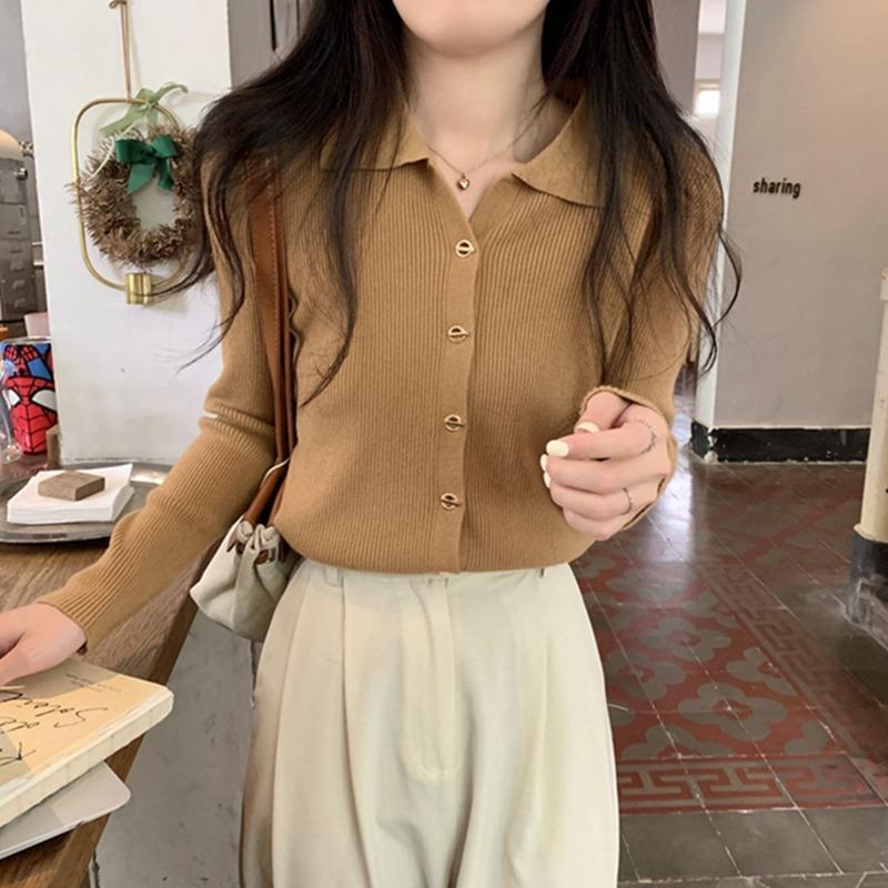 Простой темперамент Водолазка вязаный кардиган базовый топ женский осенне-зимний дизайн чувство внутренний свитер