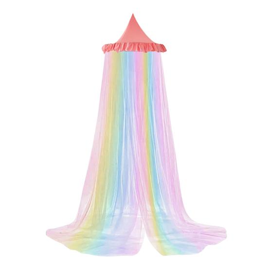 Rainbow Bed Canopy for Girls Dreamy Kids Princess Dome Bed Tent Breathable